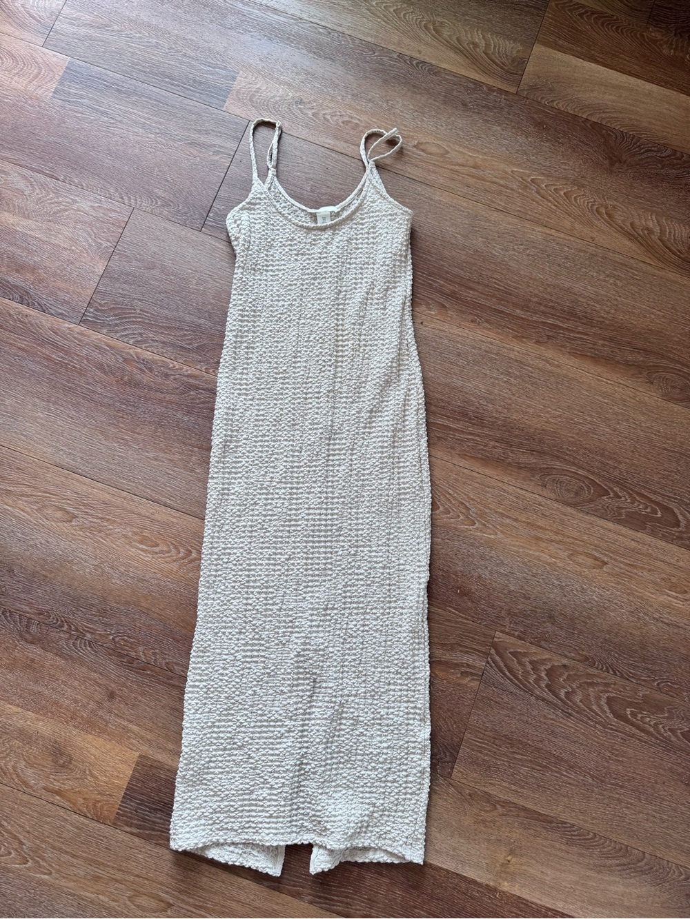 H&M Cream Textured Strap Maxi Dress